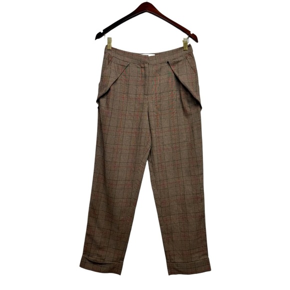 NWOT REVOLVE L’ACADEMIE Straight Leg Trousers Tan Plaid S - Picture 1 of 6